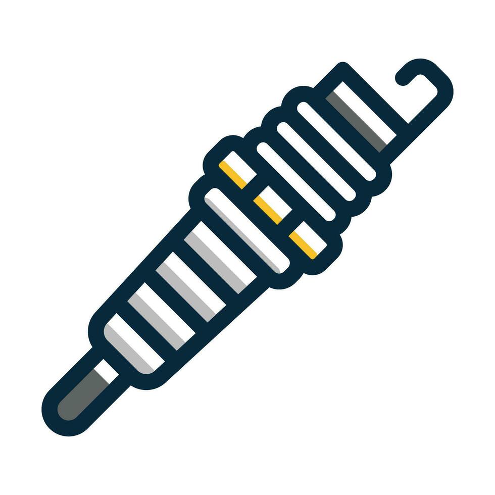 Spark Plug Vector Thick Line Filled Dark Colors