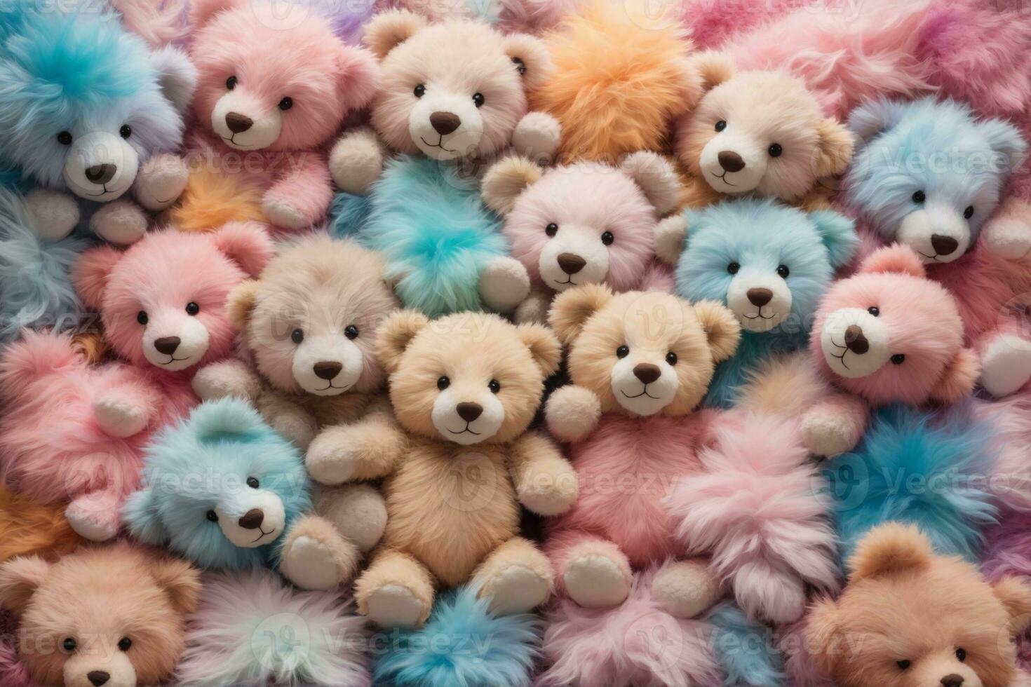 Pastel Fluffy Teddy Bear Wallpaper, Fluffy Teddy Bear Background, Teddy Bear Background, Teddy Bear Wallpaper, AI Generative photo