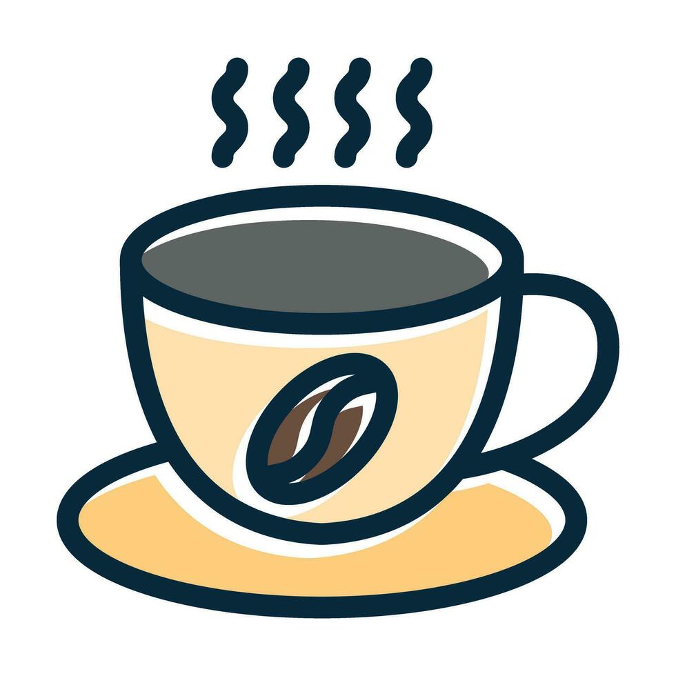 Coffee Cup Vector Thick Line Filled Dark Colors