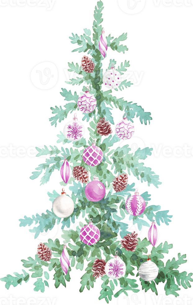 Christmas tree. Watercolor clipart png