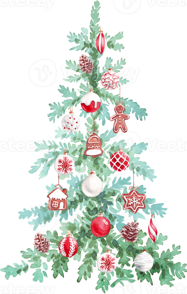 Christmas tree. Watercolor clipart png