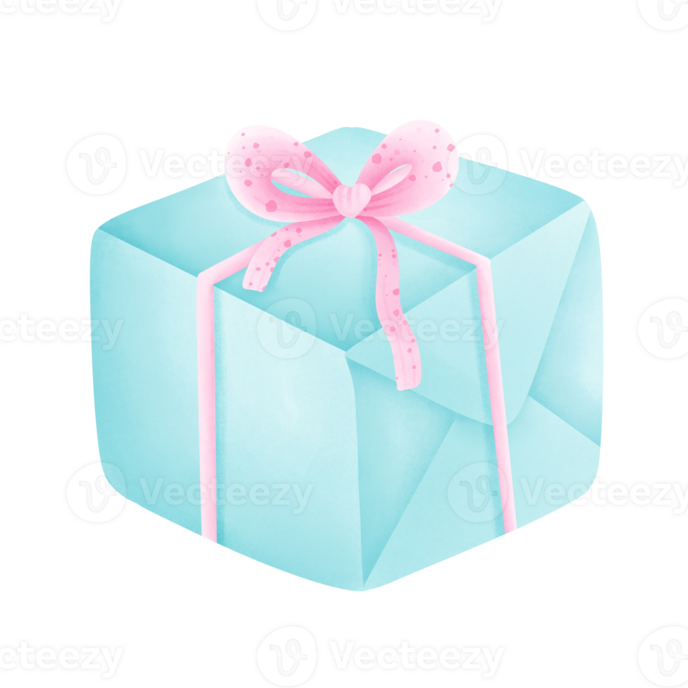 blue gift box with pink ribbon png
