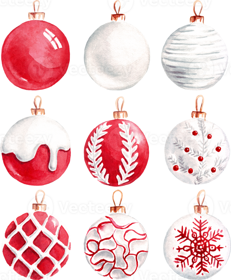 Christmas bubbles. Watercolor clipart png