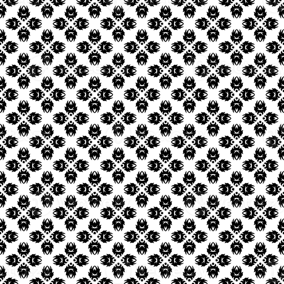 Black seamless abstract pattern. Overlay for background and backdrop. Ornamental design. PNG graphic illustration with transparent background.