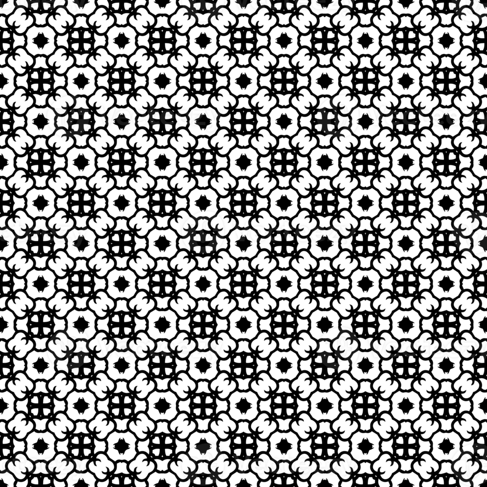 Black seamless abstract pattern. Overlay for background and backdrop. Ornamental design. PNG graphic illustration with transparent background.