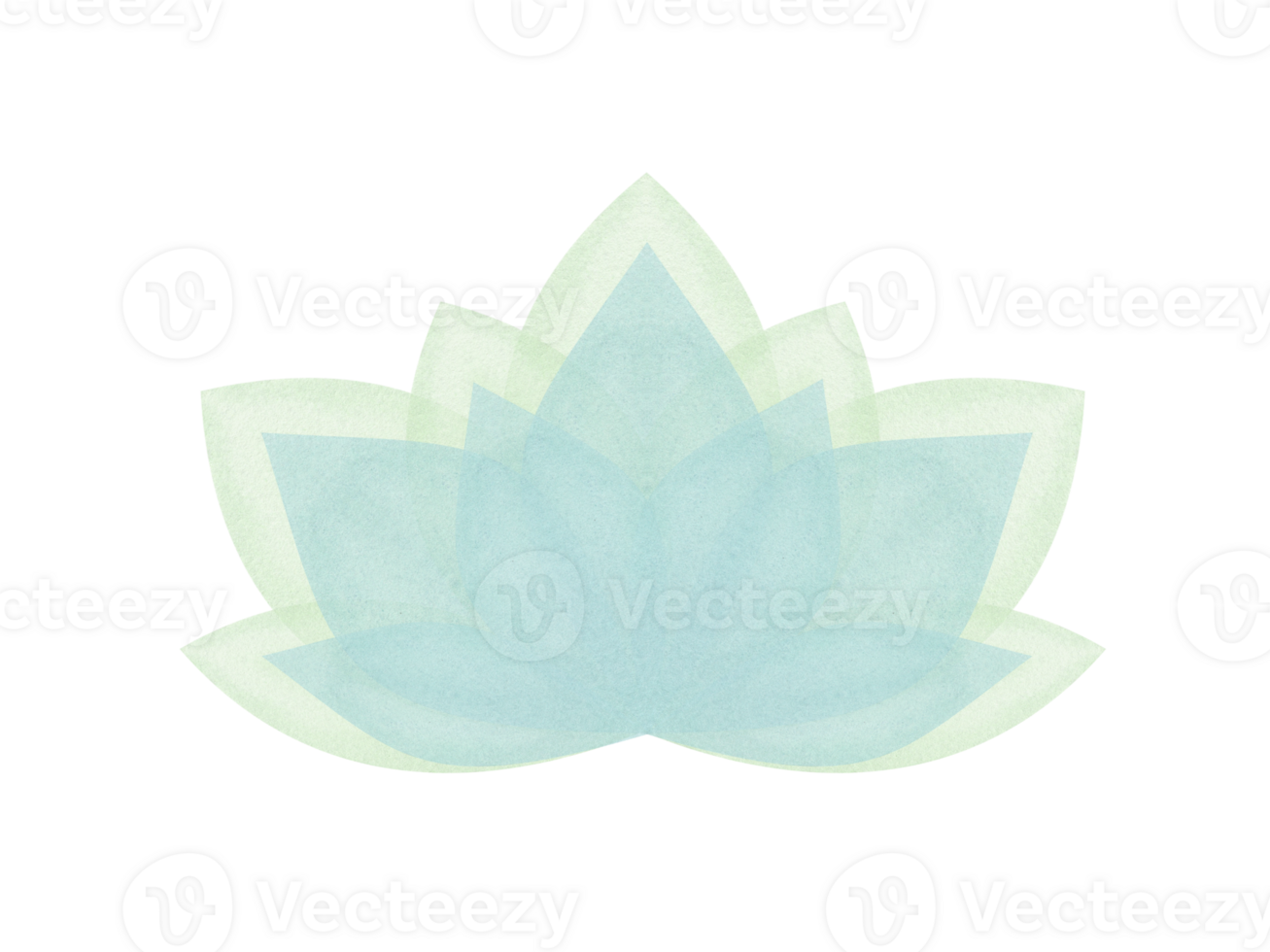 Abstract blooming lotus flower in pastel colors. Hand drawn translucent blue water lily. Simply lotuses. Lotus icon, symbol. Watercolor stylized illustration for design, logo, label png
