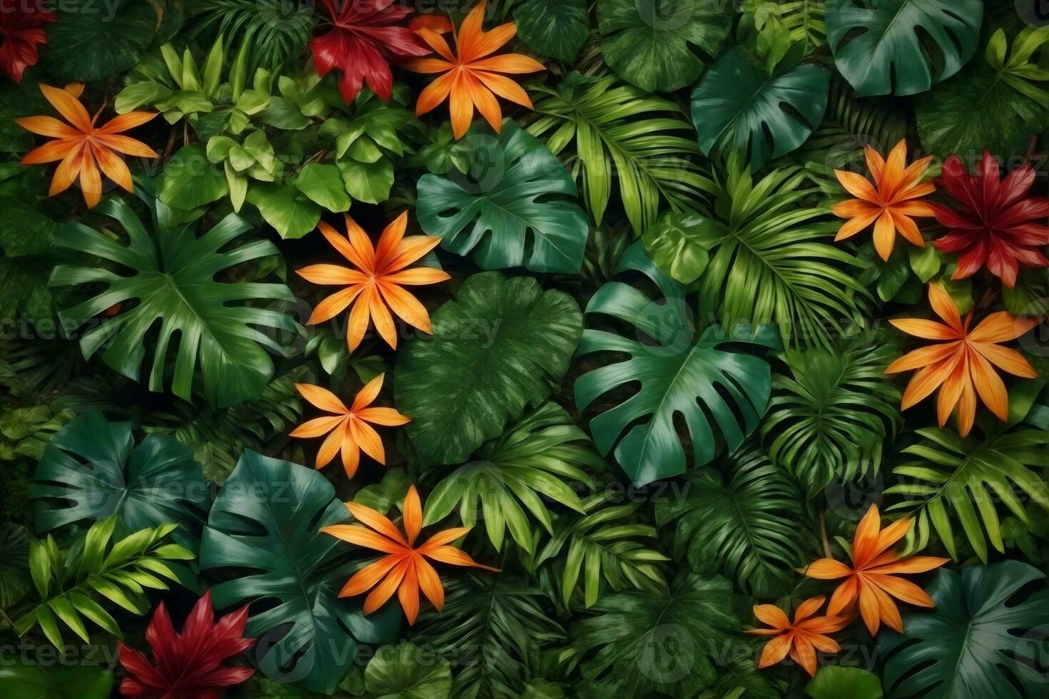 Tropical Leaves Background, Exotic Leaves Background, Tropical Leaves Wallpaper, jungle Leaves Background, Leaves Background, AI Generative photo