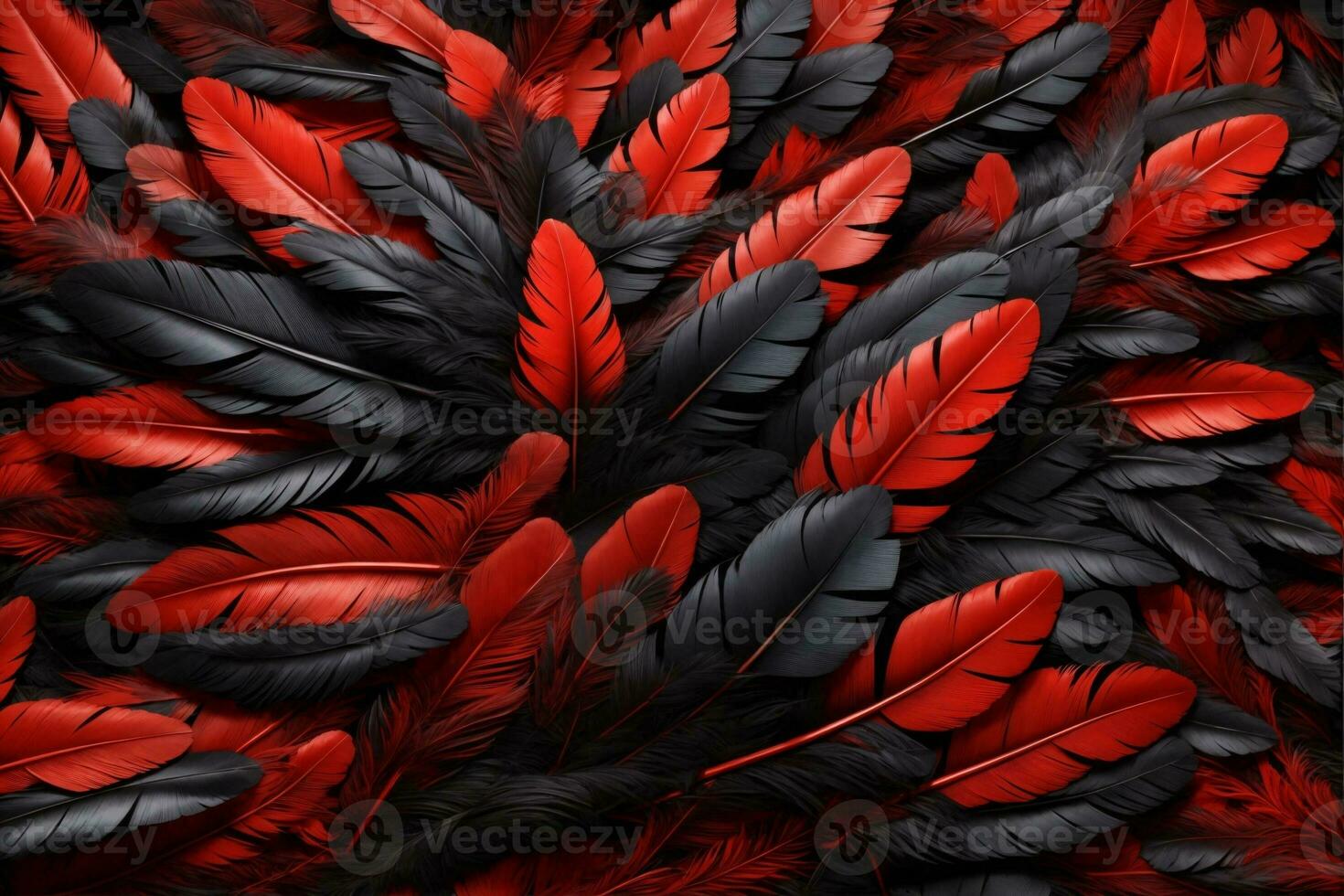 Red and Black Feather Background, Colorful Feather Wallpaper, Feathers Background, Fluffy Feather Texture, Feather Pattern, Feather Texture, Fur Texture, AI Generative photo