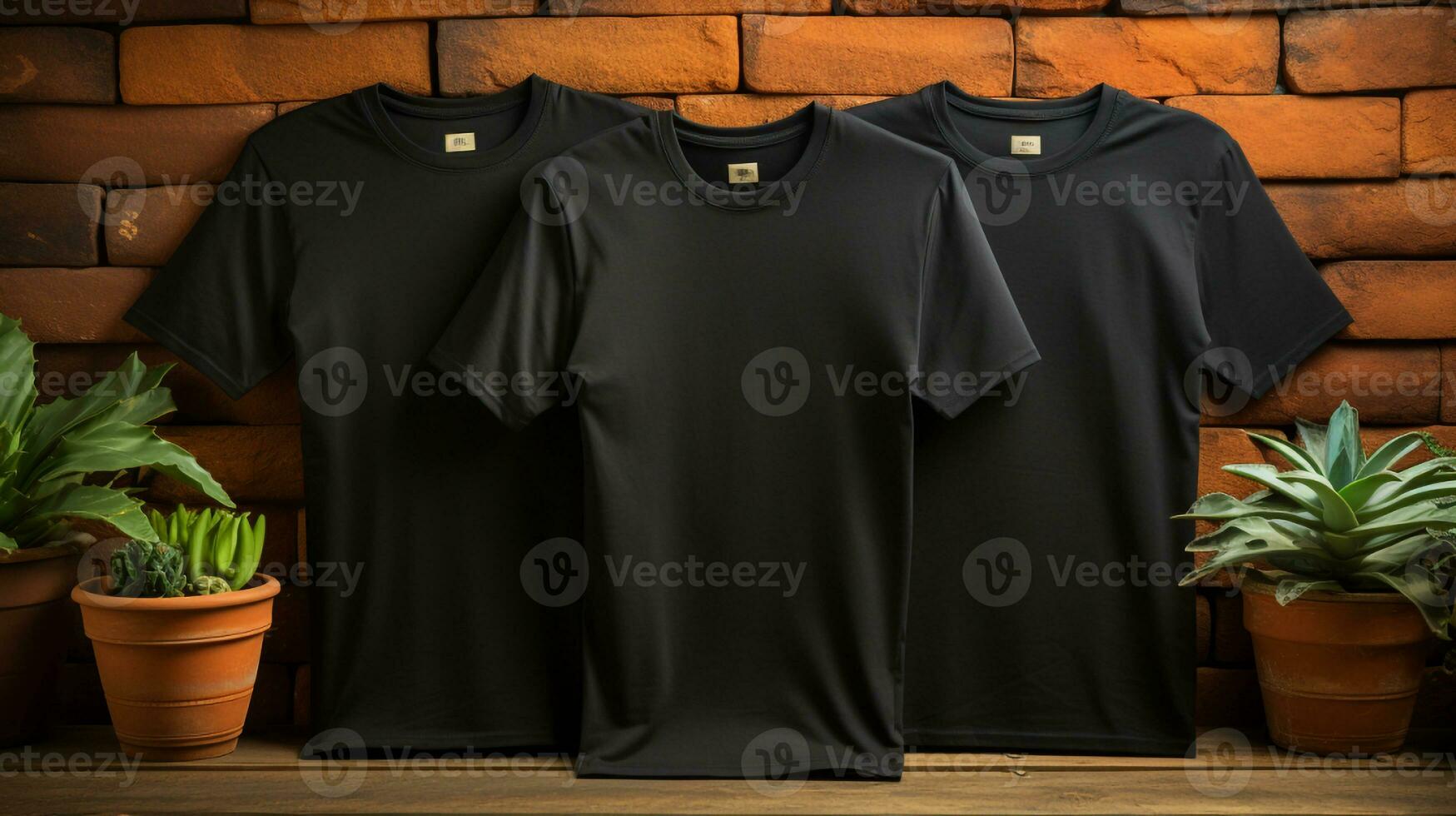 Photo black tshirts with copy space mockup Generative AI