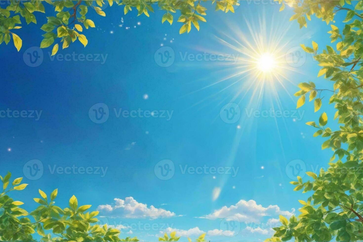 Sunny Sky Background, Sunny Day Background, Sun Wallpaper, Sunny Sky Landscape, Blue Sky Background, Summer Sky Background, AI Generative photo