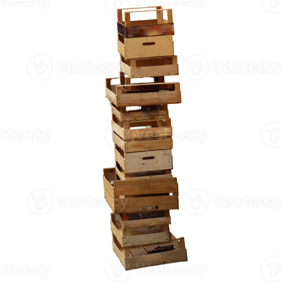 stacked pile of wooden crates- png
