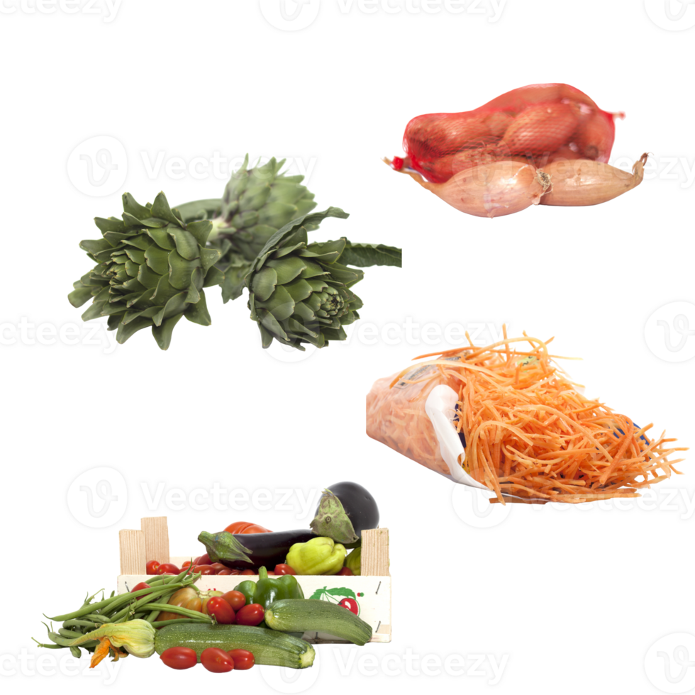 Onions, artichokes, mixed vegetable box png
