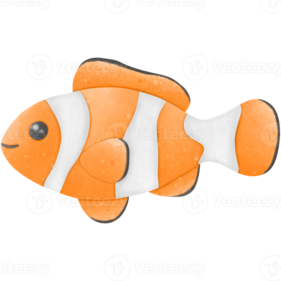 Orange clown fish with white stripes png