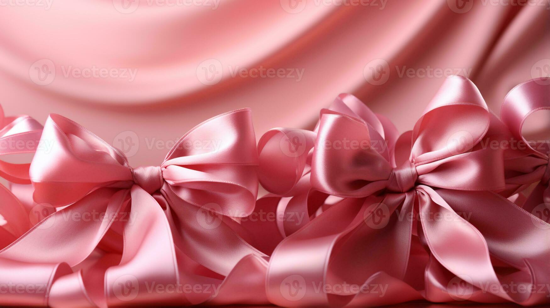 Pink ribbon on pink background with copy space generative ai photo