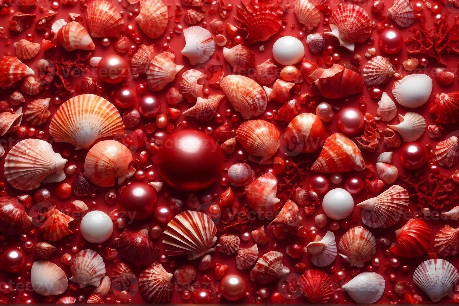Beautiful Seashells Wallpaper, Red Pearl and Seashell Background, Pearl