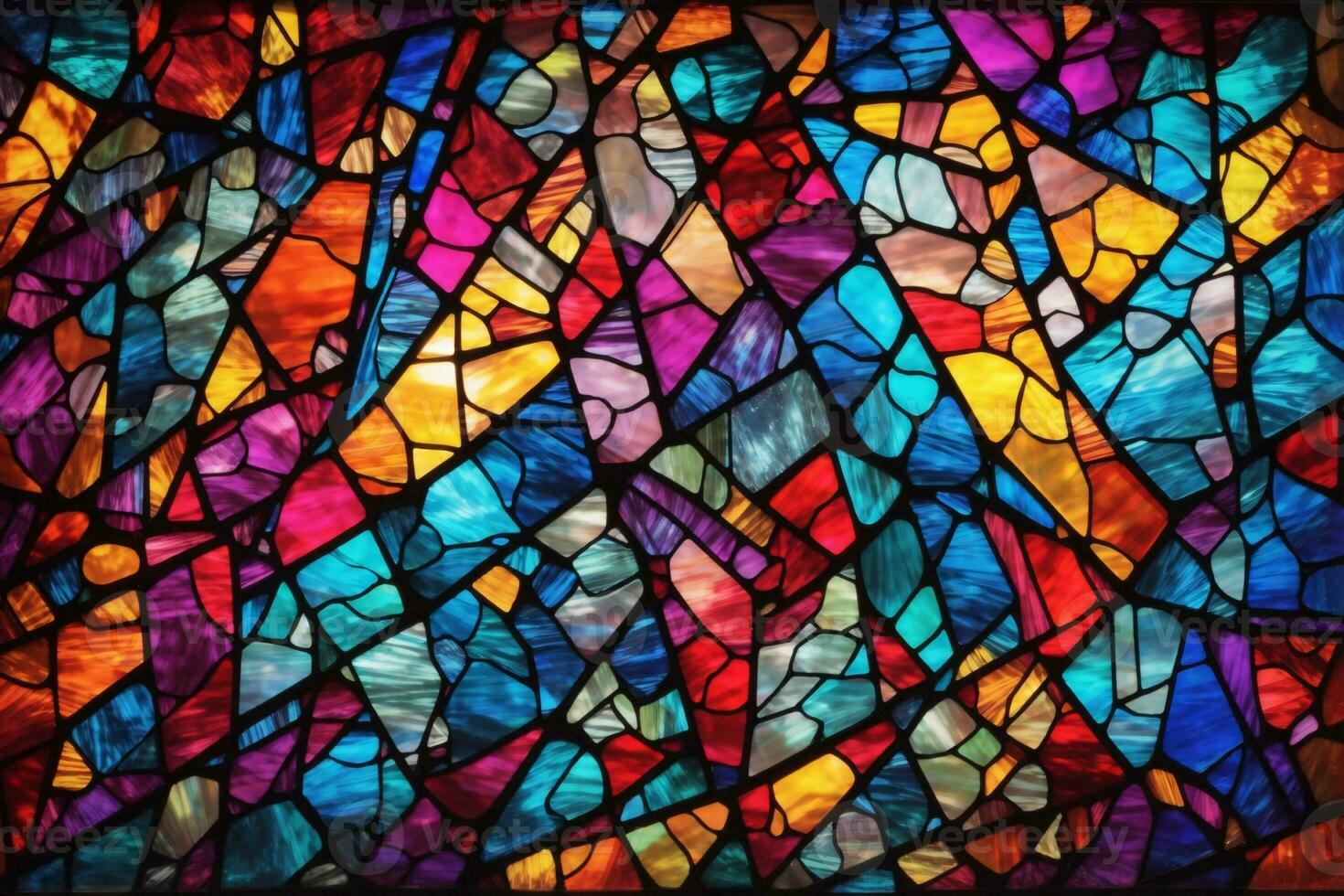 Stained Glass Background, Colorful Stained Glass Background, Stained Glass Texture, AI Generative photo