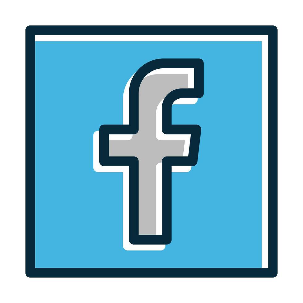 Facebook Vector Thick Line Filled Dark Colors