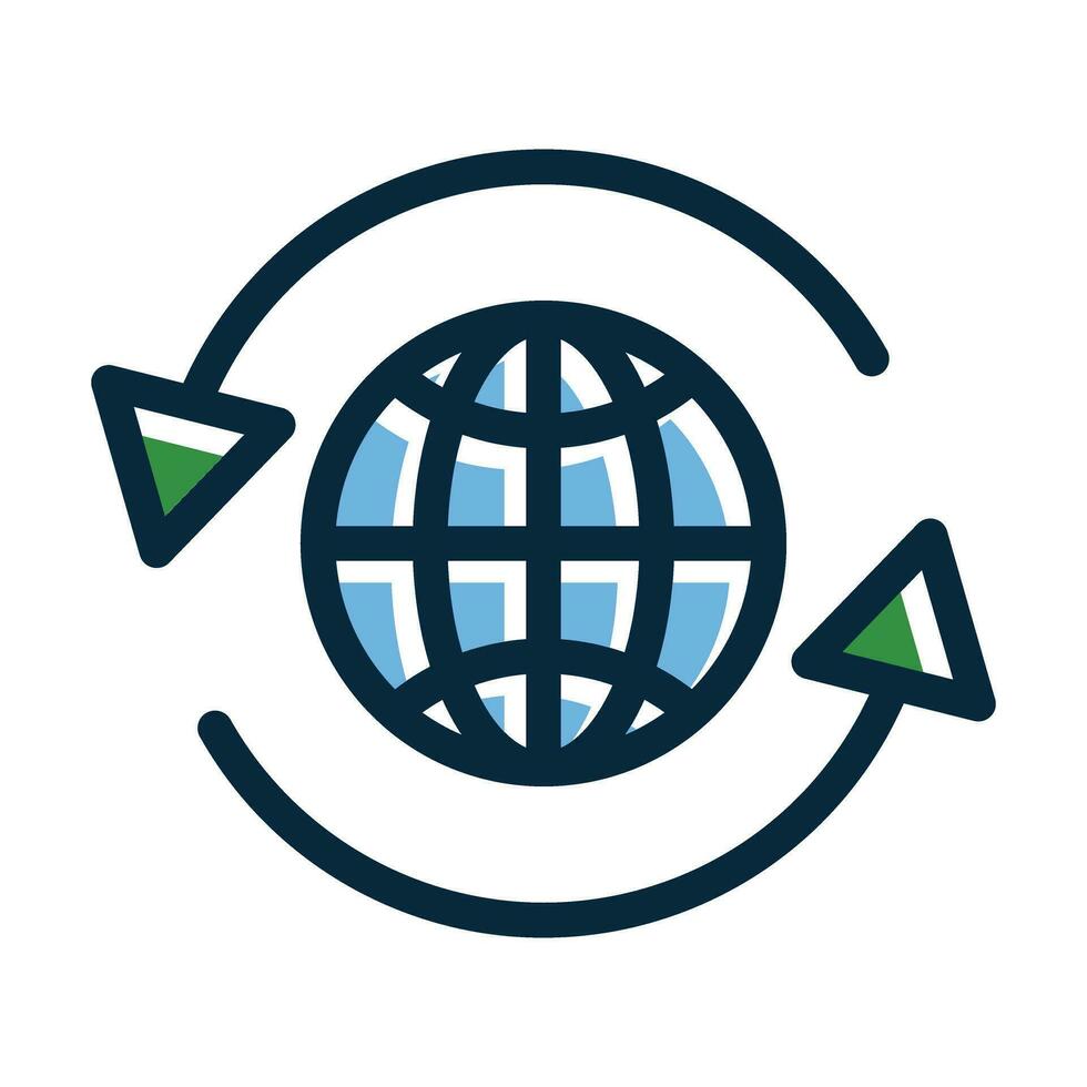 Worldwide Vector Thick Line Filled Dark Colors