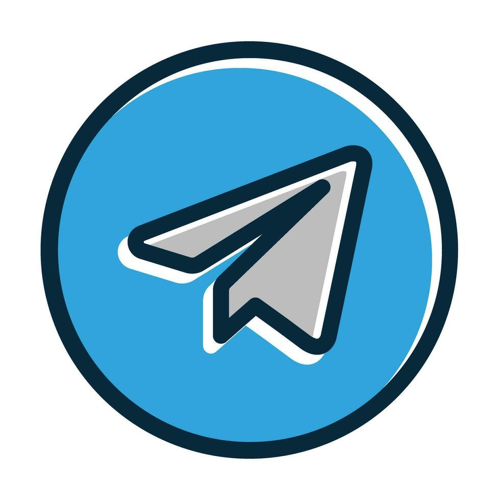 Telegram Vector Thick Line Filled Dark Colors