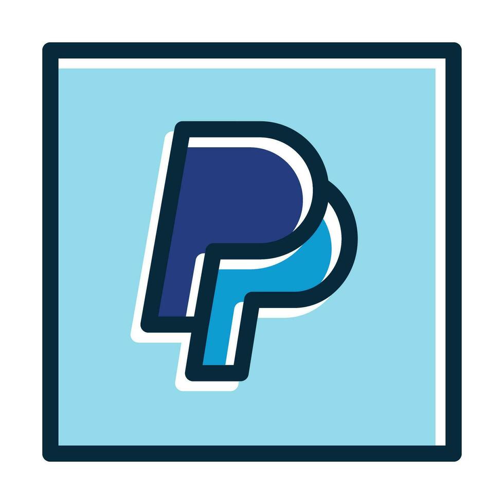 Paypal Vector Thick Line Filled Dark Colors