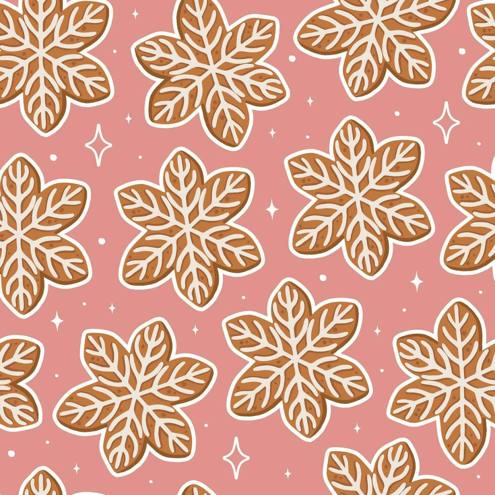 Christmas pattern with gingerbread cookies. New Year decor. Perfect for wrapping paper. Vector. vector