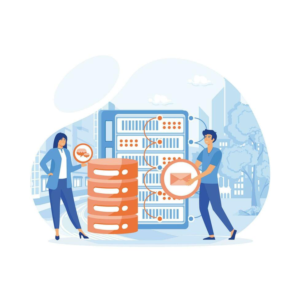 Configuration of computer systems and networks. flat vector modern illustration