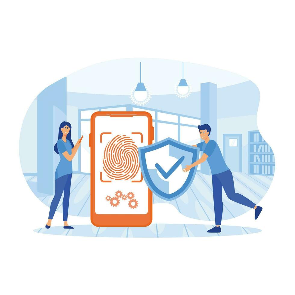 Biometric authentication concept. flat vector modern illustration