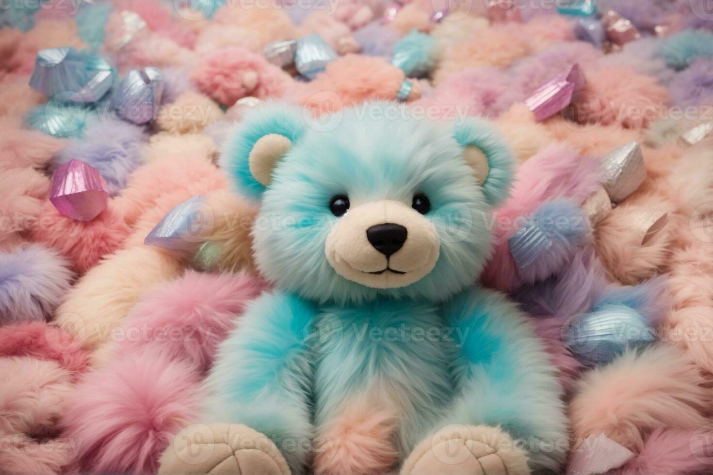 Pastel Fluffy Teddy Bear Wallpaper, Fluffy Teddy Bear Background, Teddy Bear Background, Teddy Bear Wallpaper, AI Generative photo