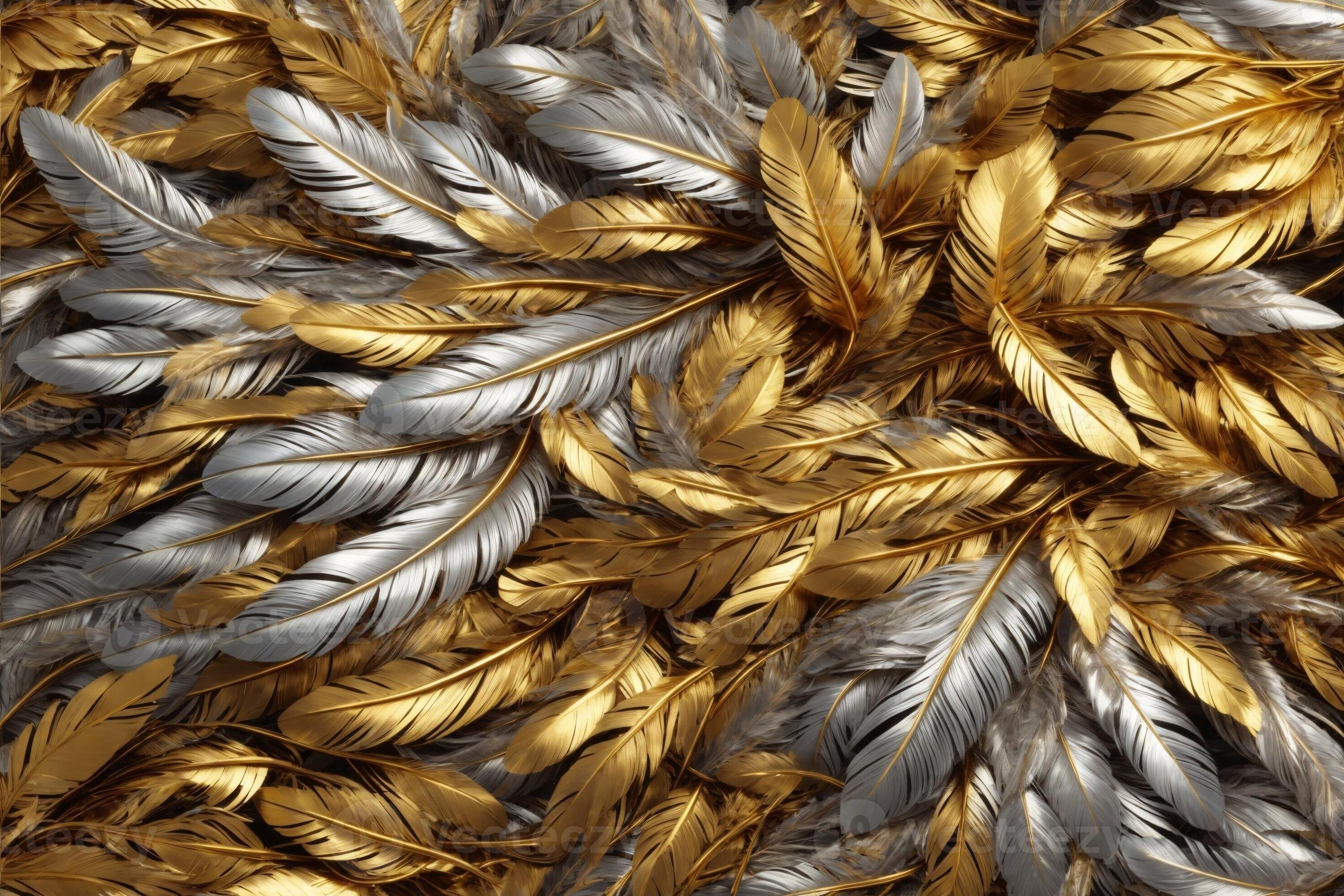 Gold Feather Background, Luxury Feather Wallpaper, Golden Feathers