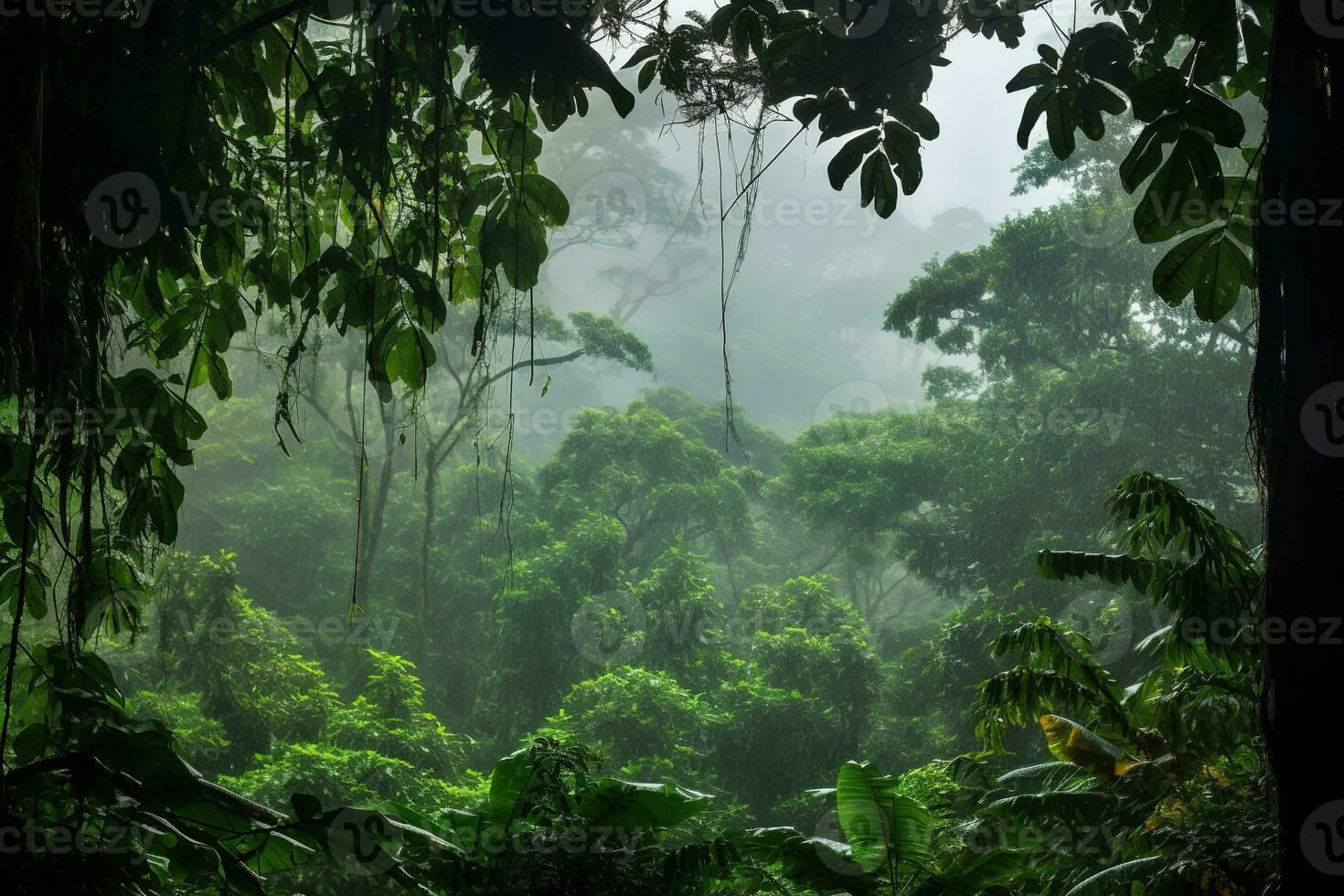 Beautiful lush rainforests in Central America. Generative AI photo