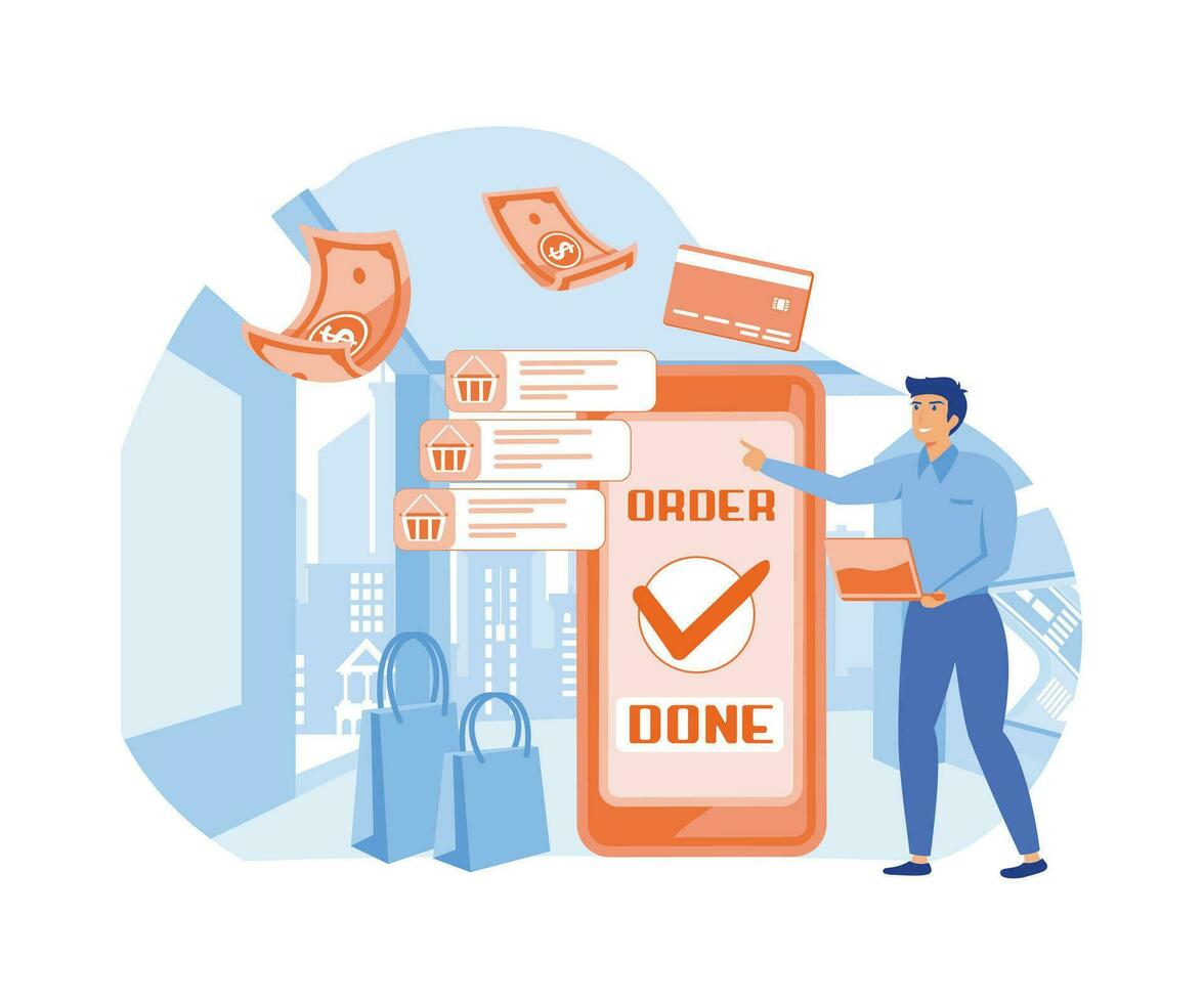 Confirmation of an online order. flat vector modern illustration