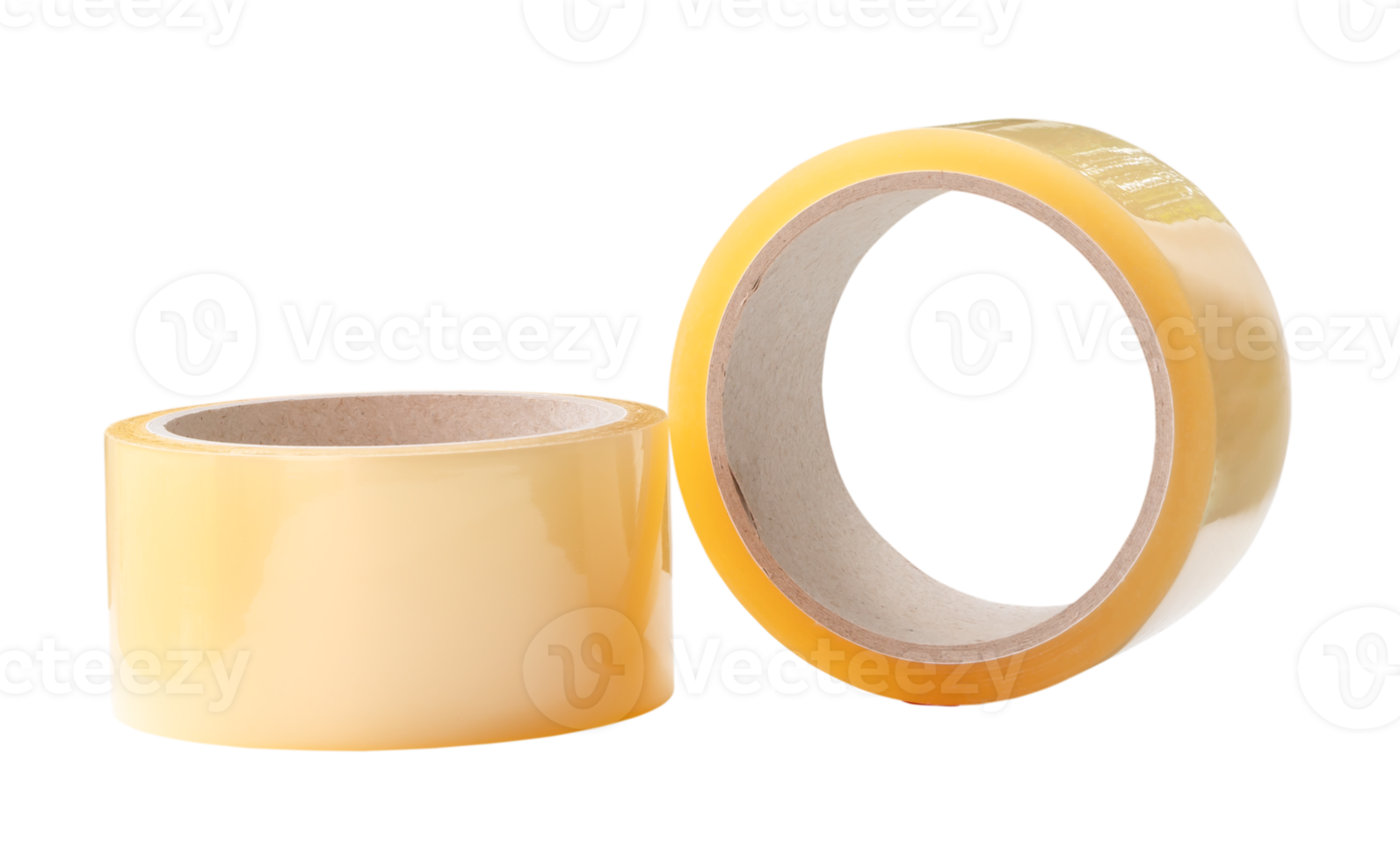 Two brown transparent adhesive tape in stack isolated with clipping path in png file format