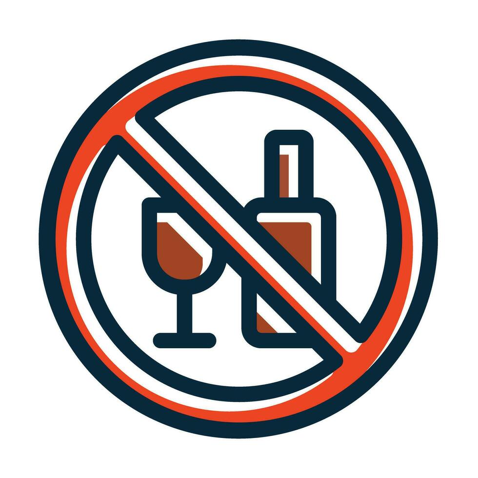 No Alcohol Vector Thick Line Filled Dark Colors