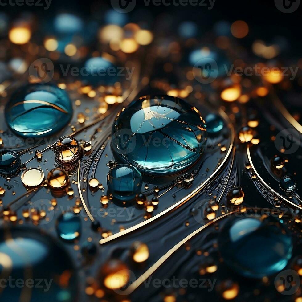 a blue and gold pattern of small circles AI Generative photo