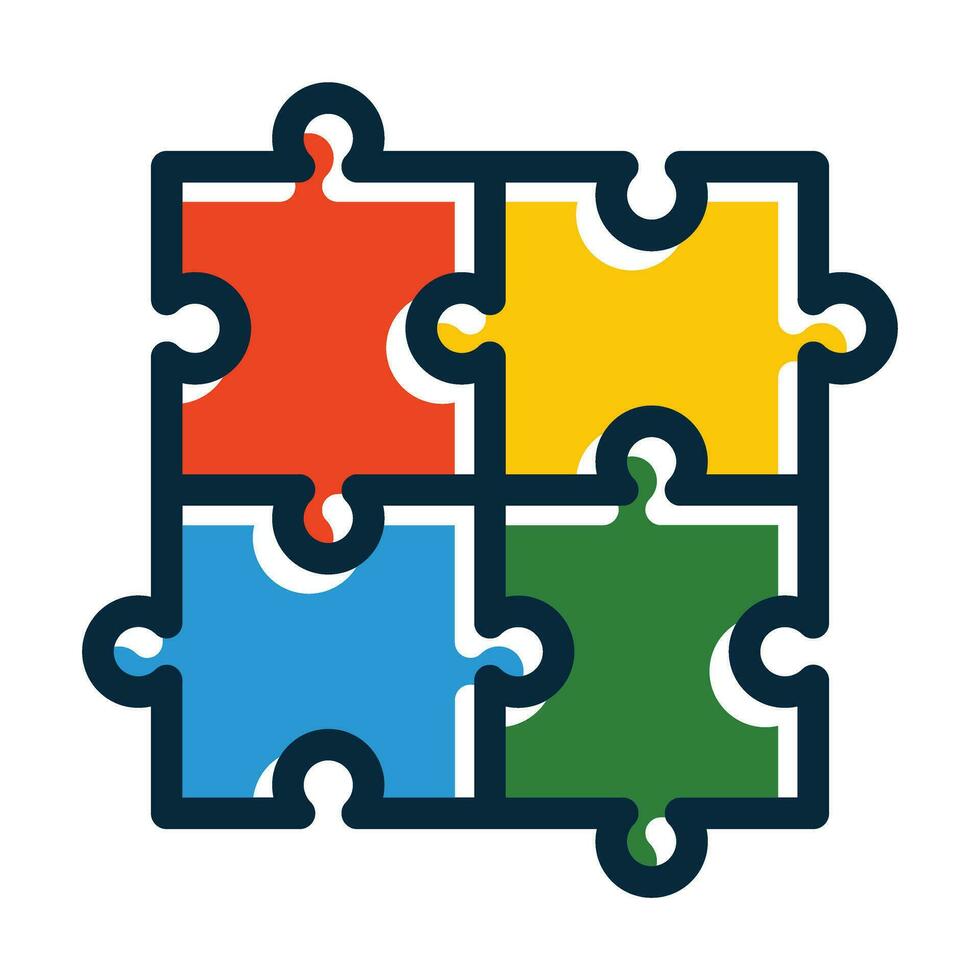 Puzzle Vector Thick Line Filled Dark Colors