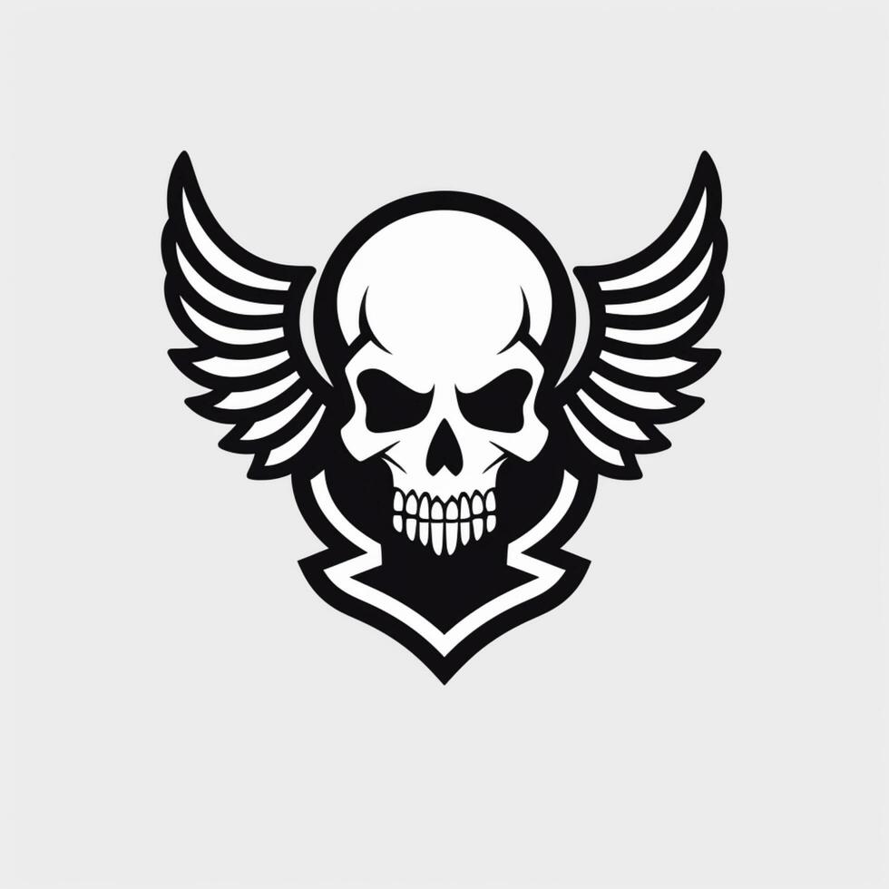 skull with wing logo on white background photo