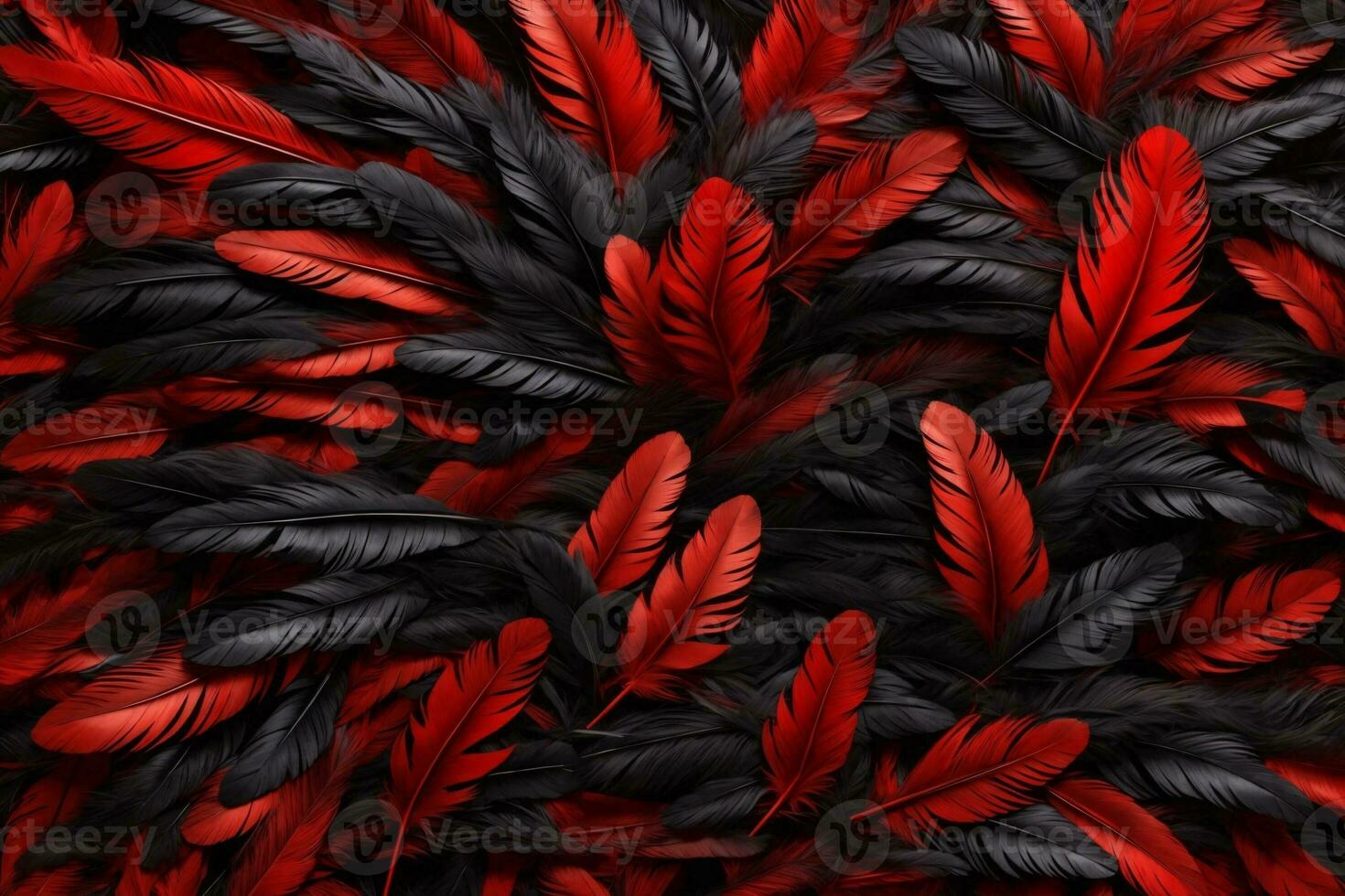 Red and Black Feather Background, Colorful Feather Wallpaper, Feathers Background, Fluffy Feather Texture, Feather Pattern, Feather Texture, Fur Texture, AI Generative photo