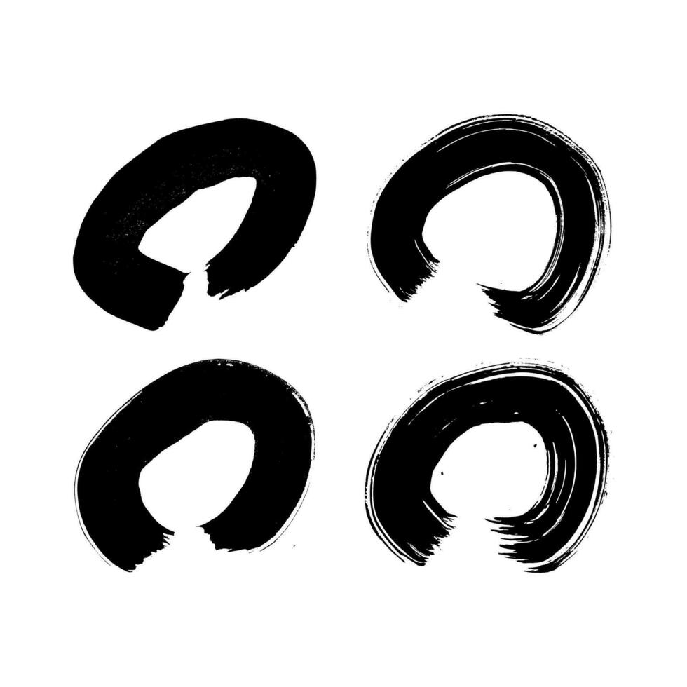 Black grunge brush strokes in circle form vector