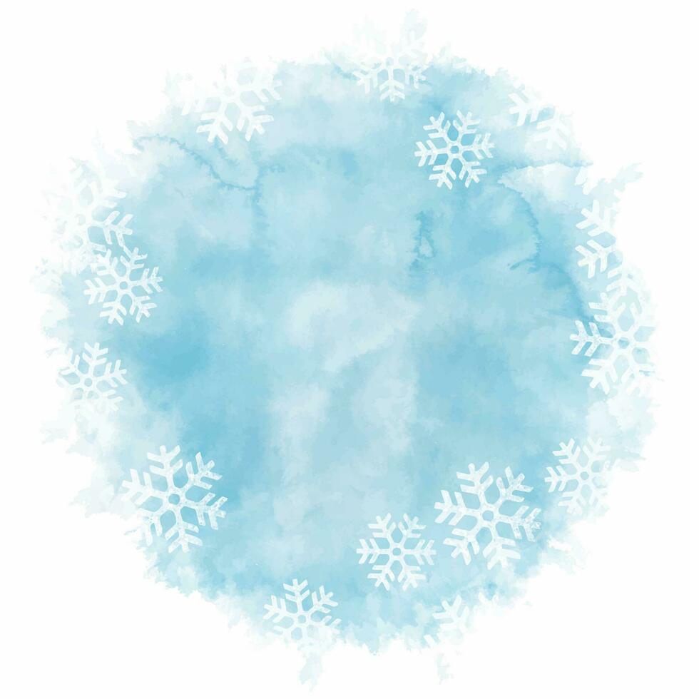 Hand painted Christmas watercolour background with snowflakes vector