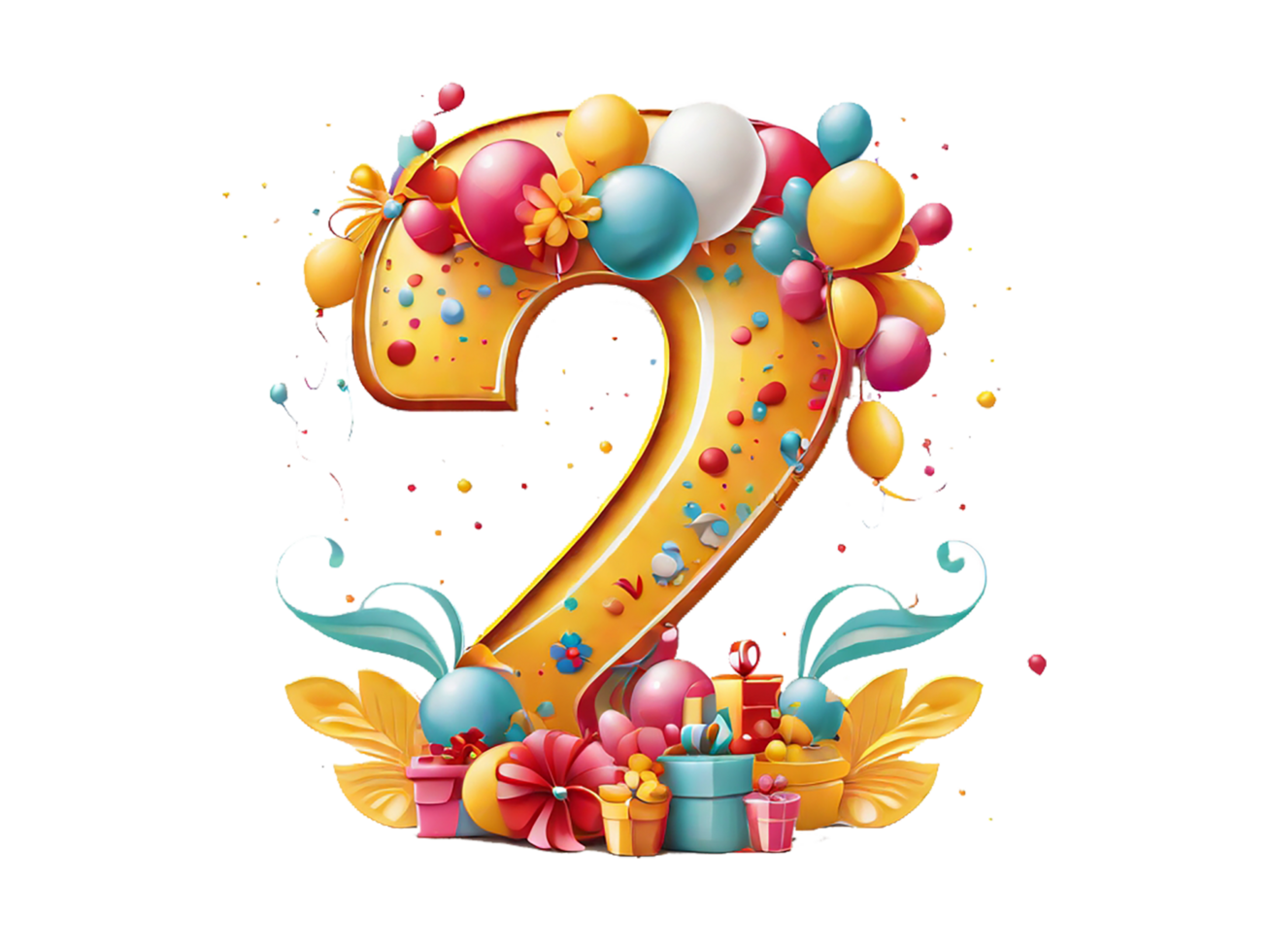 Number 2 Birthday Illustration Kids png