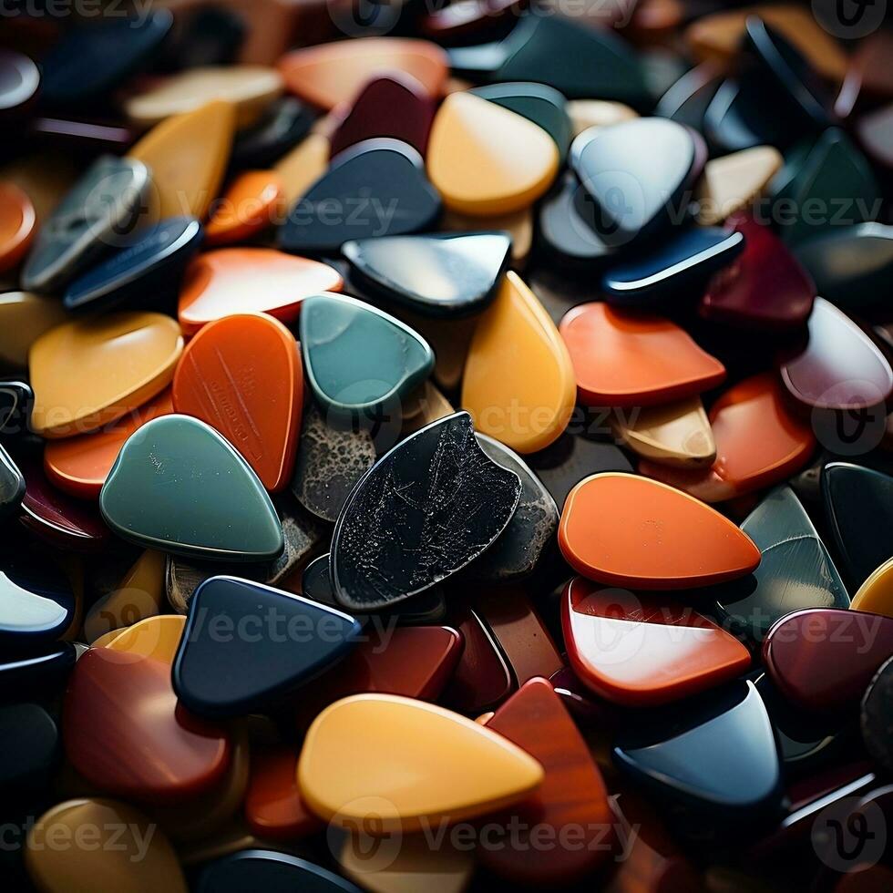 A bunch of guitar picks with many different colors AI Generative photo