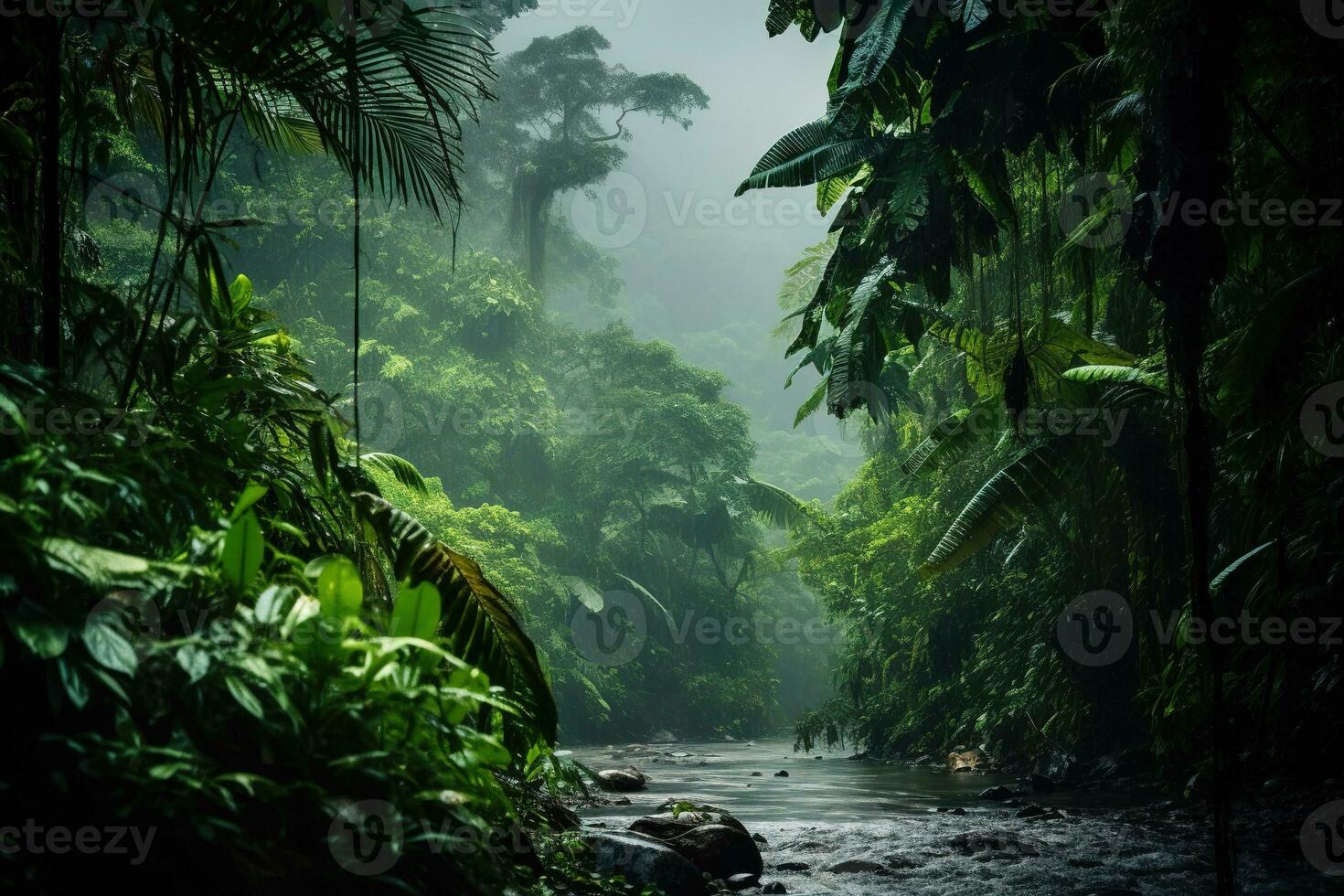 Beautiful lush rainforests in Central America. Generative AI photo