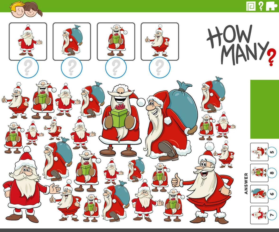 how many activity with cartoon Santa Claus characters vector