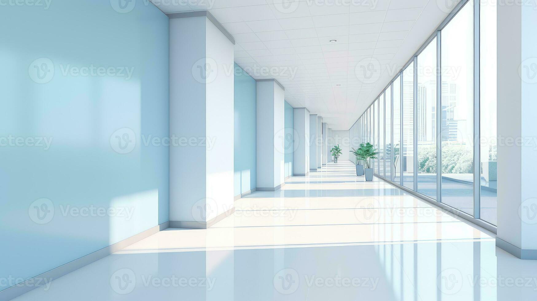 interior space clean corridor background ai generated photo