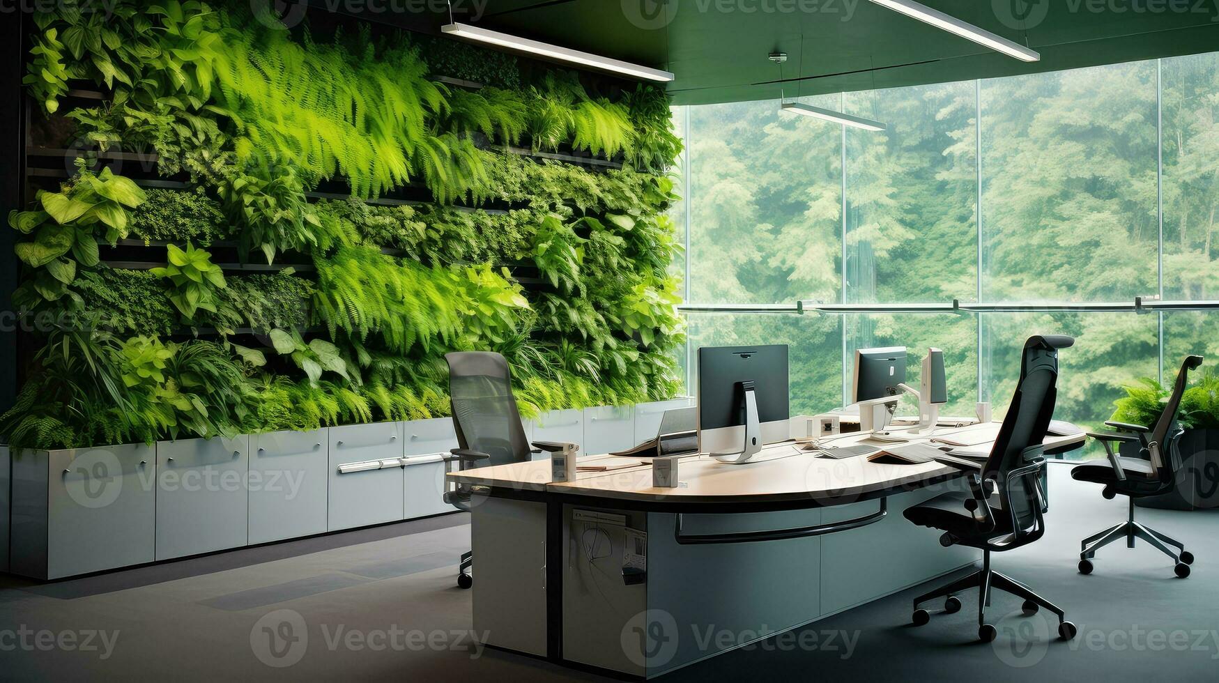environment space office green background ai generated photo