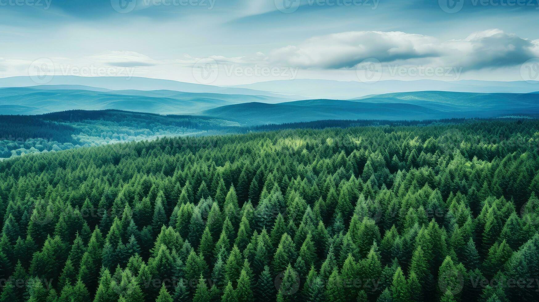 green blue view forest landscape ai generated photo