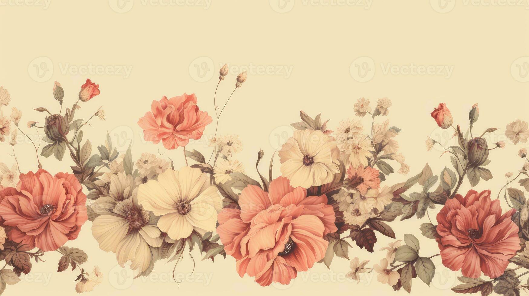 modern vintage flower background minimalistic ai generated photo