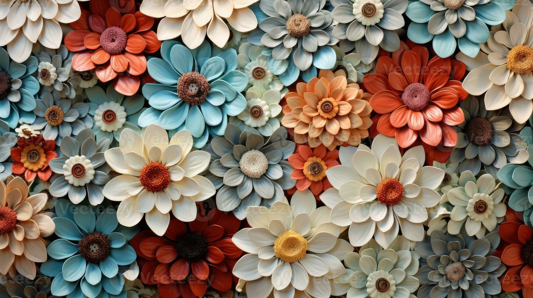mosaic texture bright floral top view ai generated photo