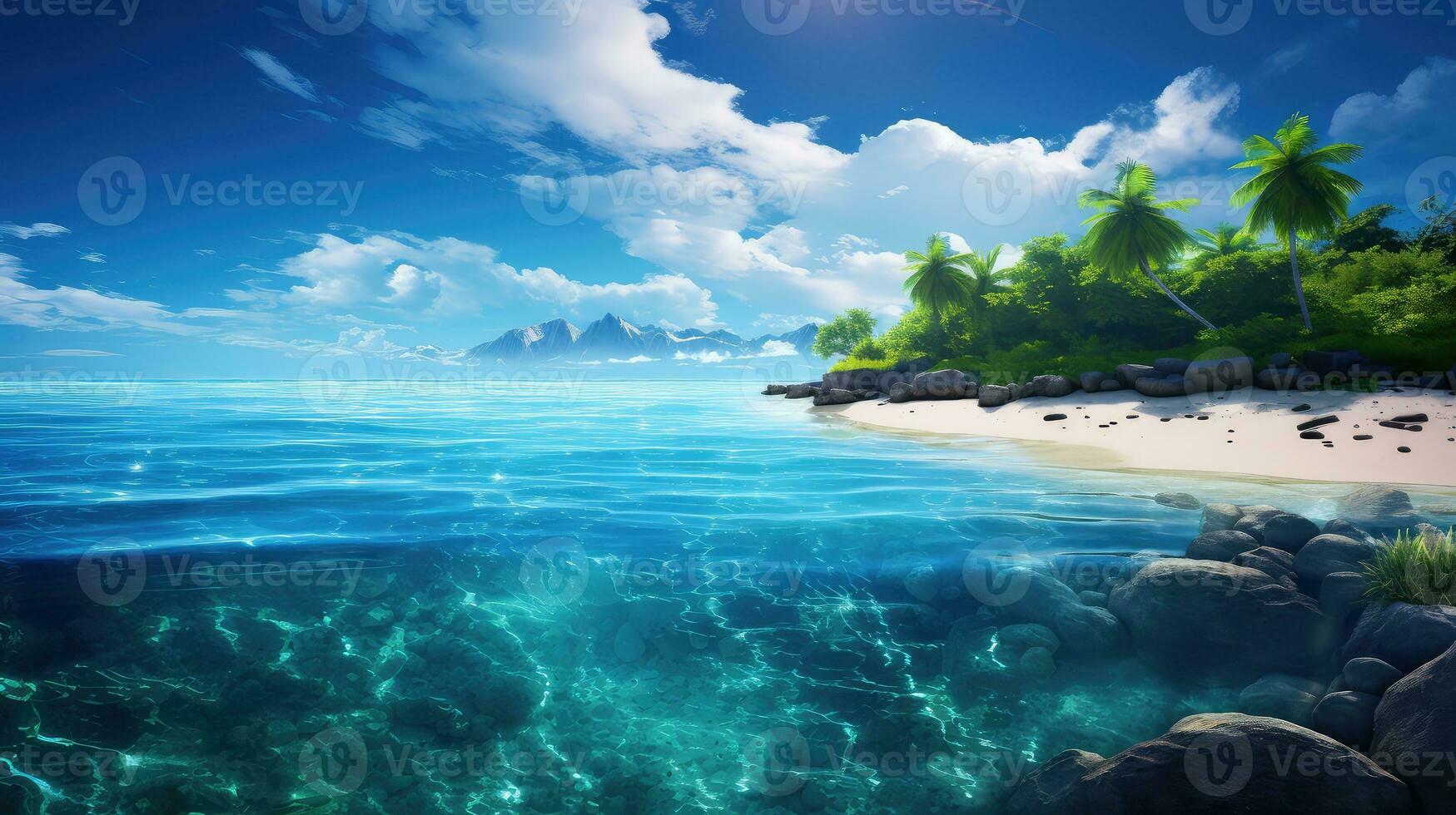 vacation blue travel sea landscape ai generated photo