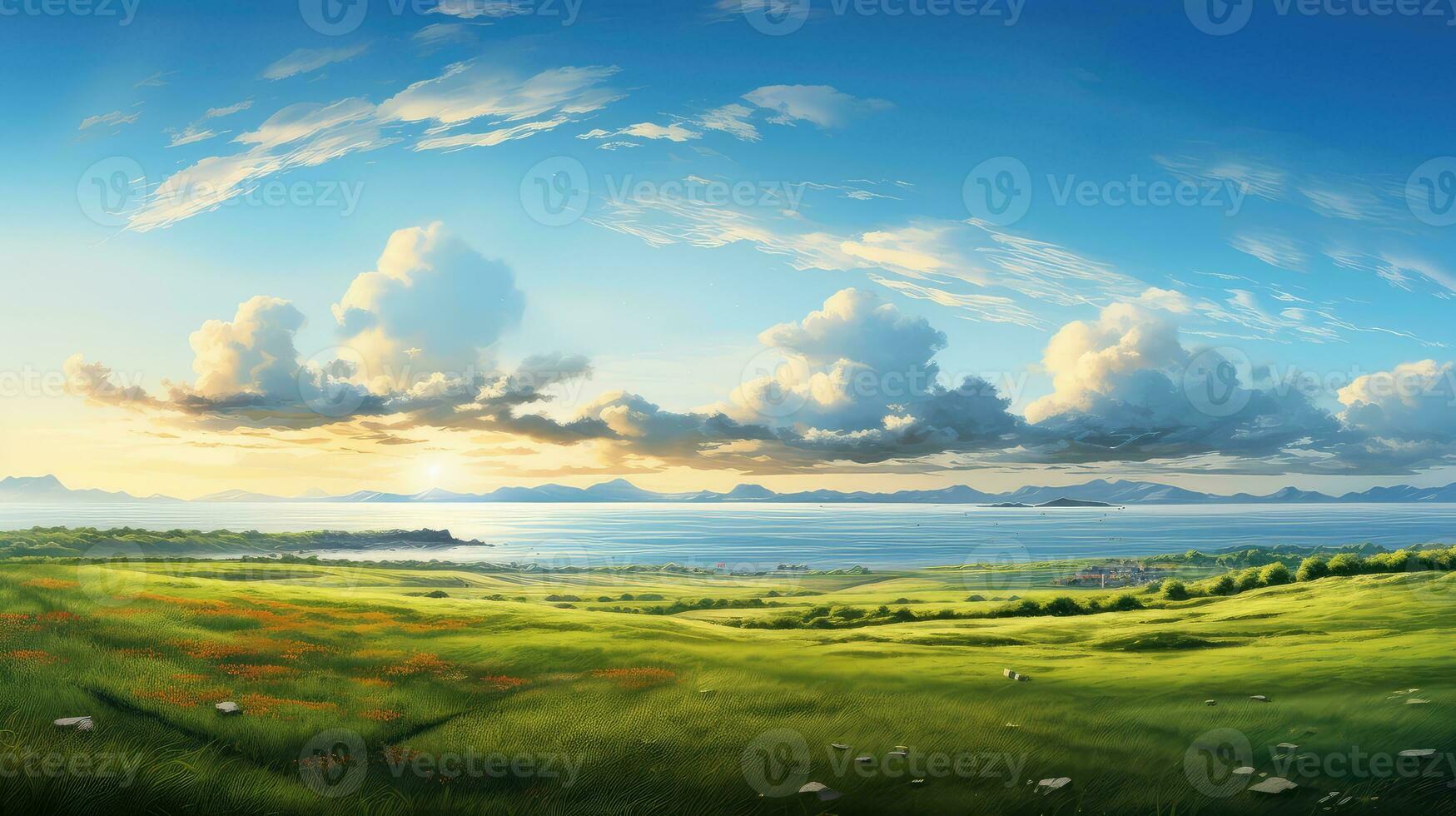 outdoor field environment panorama landscape ai generated photo